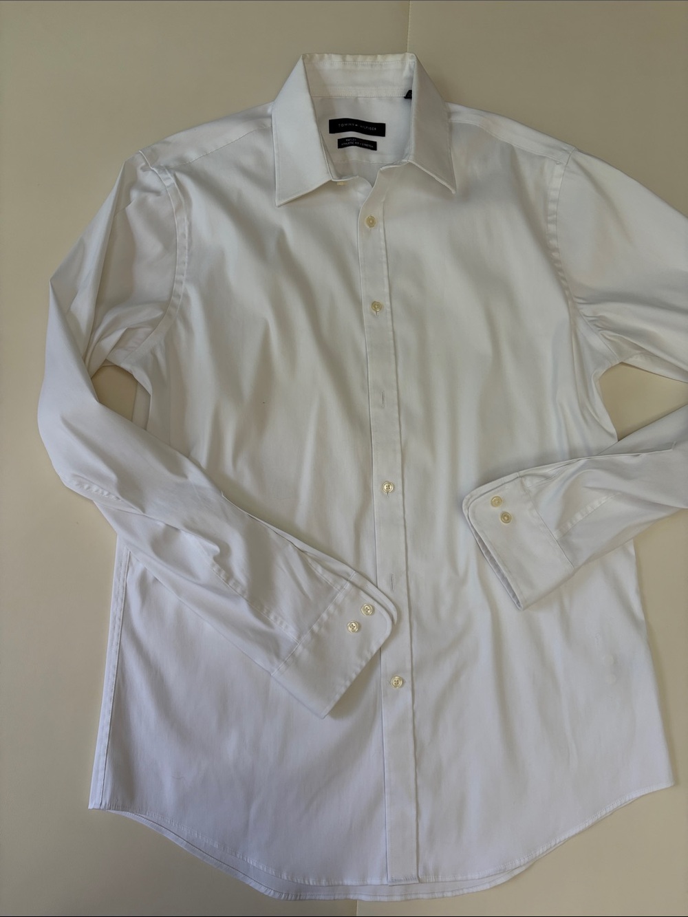 Tommy Hilfiger White Men's Spread Collar Dress Shirt